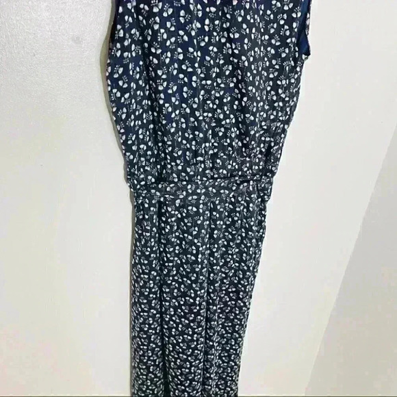 J. Crew Point Sur Sparkle Indigo Floral Jumpsuit Belted Bohemian Coastal Preppy - Picture 4 of 10